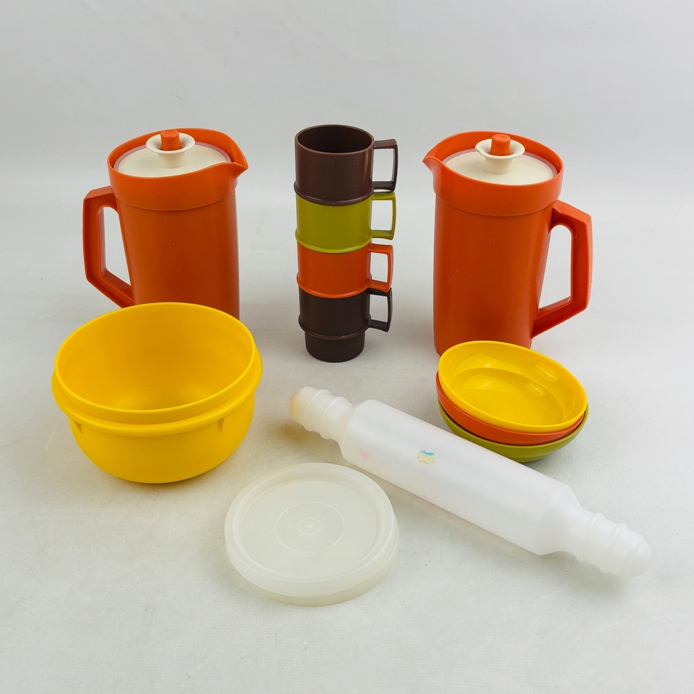 Vtg Tupperware Tuppertoys Mini Serv It Playset Dish Lot Pitchers Bowls Cups